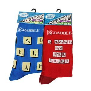 Hasbro Scrabble Classic Board Game Men Novelty Socks 2 Pair 6-12 NWT
